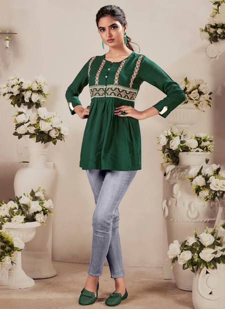 Green Colour Vardan Batak 1 Fancy Ethnic Wear Rayon Designer Stylist Top Collection 2071